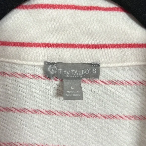 T By Talbots | 1/4 Zip Sweatshirt Pink Ombre Stripe Pullover Size Large - Picture 2 of 5